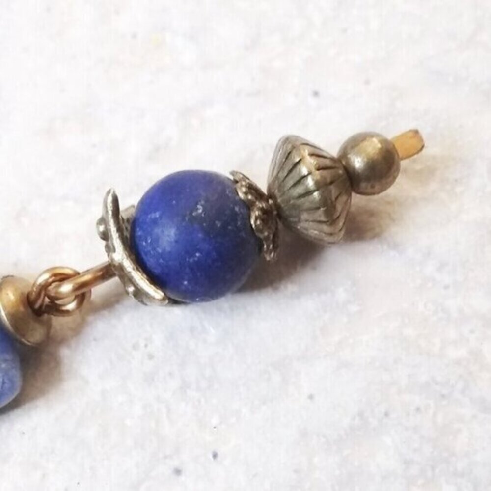 Blue Sodalite + Lapis Lazuli + Bronze ~ Handmade & One-of-a-kind Dangle Earrings - Picture 12 of 13